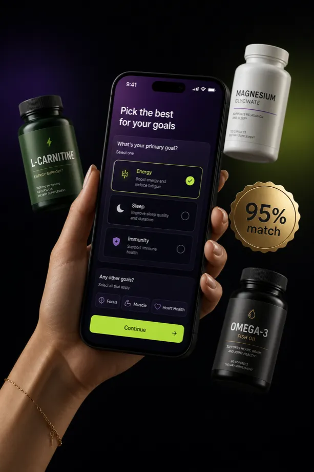 Экран подбора целей NutritionAI на смартфоне